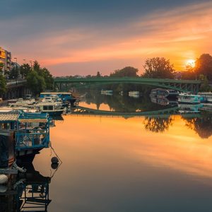 Levé du jour sur le pont général de la motte rouge à Nantes
